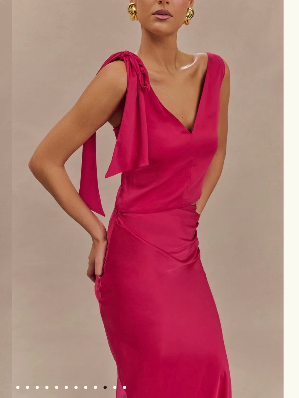 NWT Meshki 	Nicola Satin Tie Sleeveless Top - Pink Cherry size XS